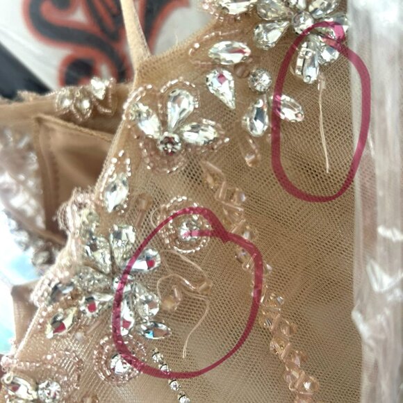 Ladivine Silver Nude Sparkle Crystal Pageant Dress Prom Gown 6 - Picture 10 of 11